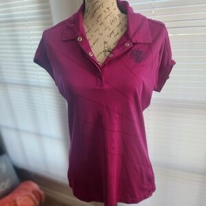 Adidas Pink Fitted Polo Cap Sleeve Top